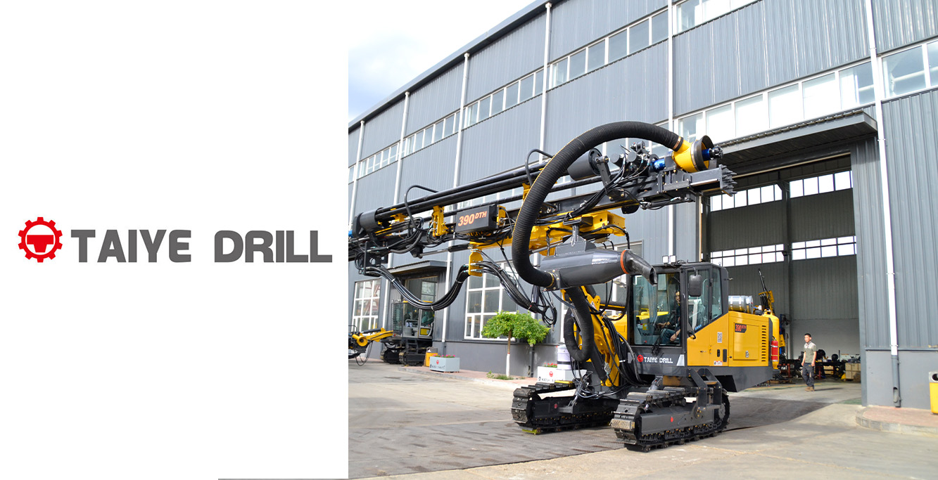 TAIYE-390-DTH Seperated crawler mounted automatic rod change system surface hydraulic drilling rig with cab